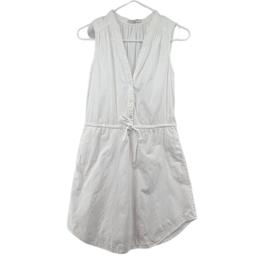 Babaton Size XXS Dress White Three Button Pockets Tie Waist Shirt Knee Length